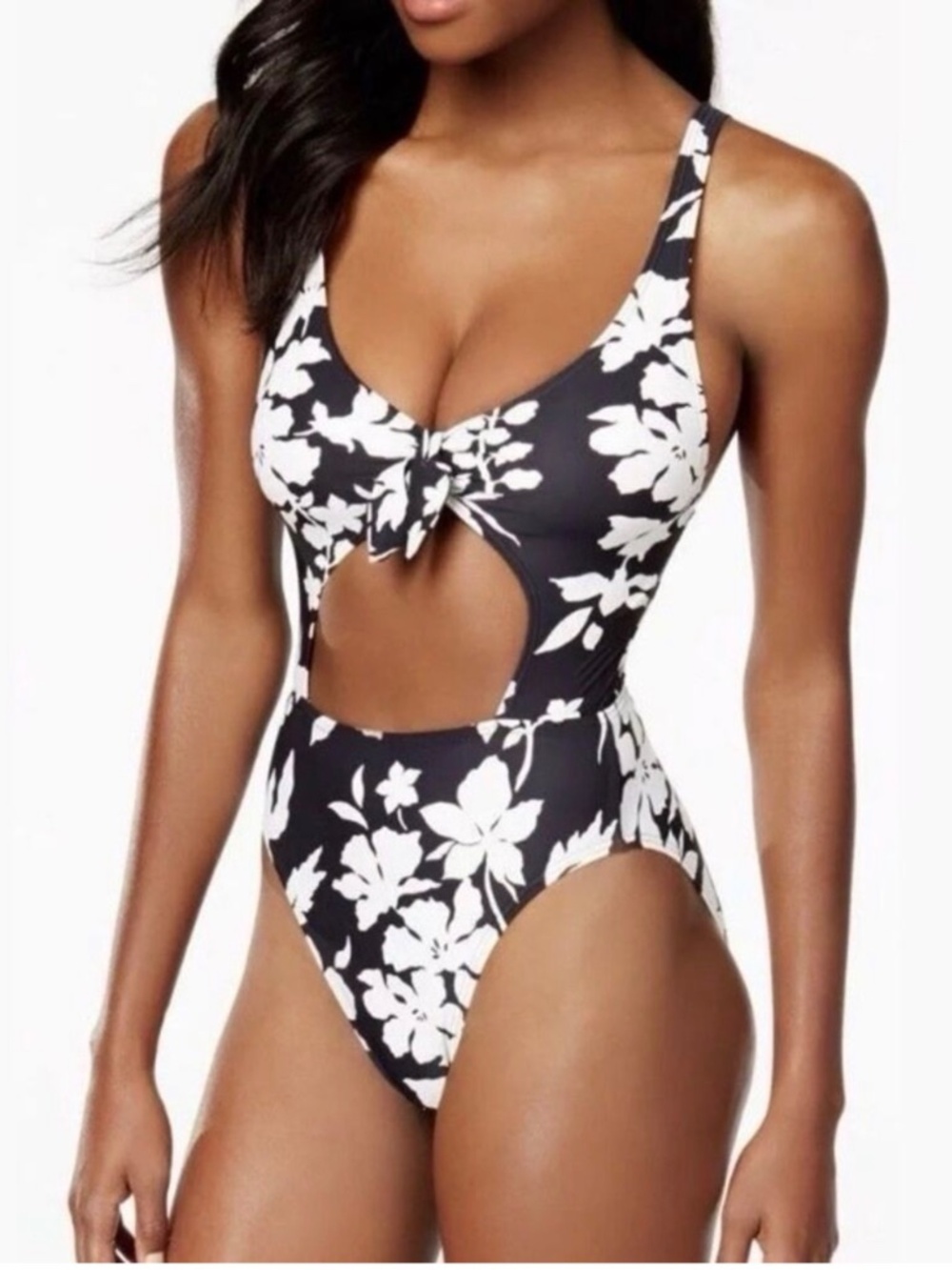 Michael Kors Cutout One Piece Swimsuit with Front Tie - Size 4
